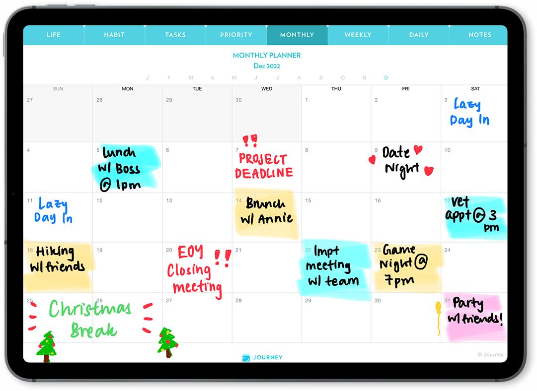 journey Digital Planner 2022 Monthly Spread