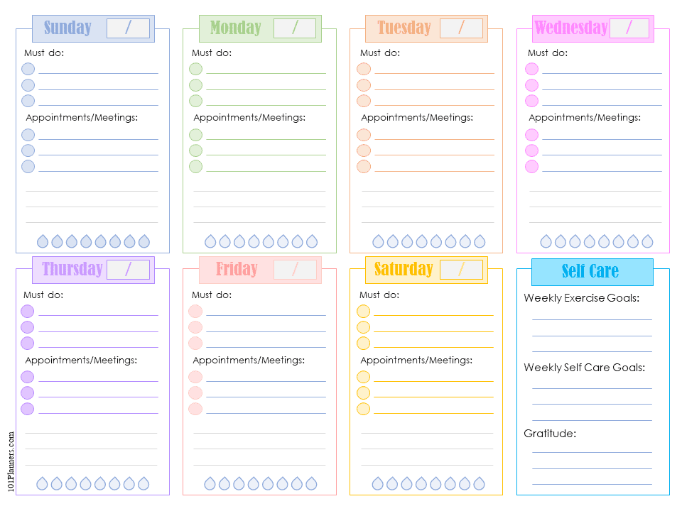 101Planners Цветной еженедельный планировщик.