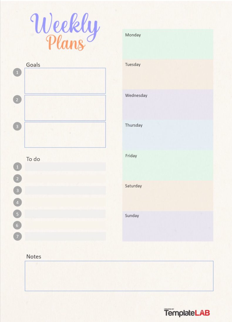 TemplateLabs Planner de Agenda e Estabelecimento de Metas Semanal